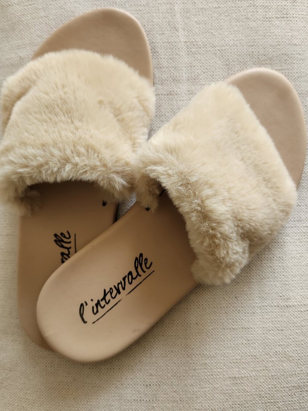 L’Intervalle Lillet Beige Faux Fur Slide Sandals – EU 41 (US 10) - Picture 3 of 8